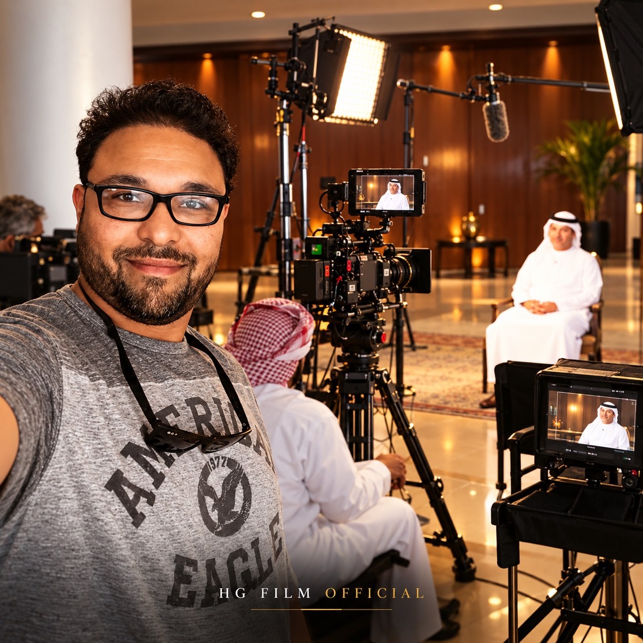 حسام نجيب directing an interview production